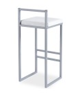 Tabouret de bar en métal argent et velours blanc Andrea - 