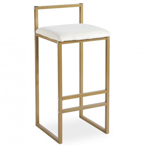 Tabouret de bar en métal doré et velours crème Andrea - 