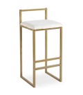 Tabouret de bar en métal doré et velours crème Andrea - 