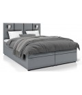 Lit boxspring lumière intégrée avec matelas et sur-matelas 160x200cm tissu gris Michael - 