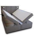 Lit boxspring lumière intégrée avec matelas et sur-matelas 160x200cm tissu gris Michael - 