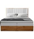 Lit boxspring avec matelas et sur-matelas inclus 180x200cm bois et simili blanc Olicia - 