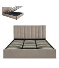 Lit coffre + sommier velours taupe 180cm Dreamy - 