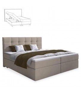 Lit-coffre avec matelas et sur-matelas 180x200cm tissu beige Mumbai