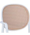 Lot de 2 chaises empilables polypropylène effet cannage beige et blanc Carli