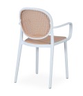 Lot de 2 chaises empilables polypropylène effet cannage beige et blanc Carli