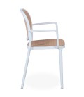 Lot de 2 chaises empilables polypropylène effet cannage beige et blanc Carli