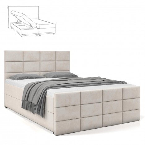 Lit boxspring avec matelas et sur-matelas inclus 160x200cm velours beige Posty - 