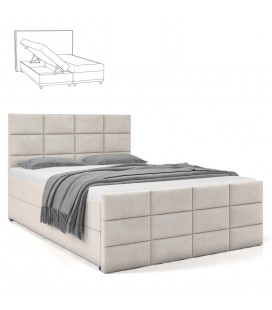 Lit boxspring avec matelas et sur-matelas inclus 180x200cm velours beige Posty