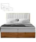 Lit boxspring avec matelas et sur-matelas inclus 180x200cm bois et simili blanc Olicia - 