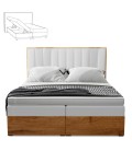 Lit boxspring avec matelas et sur-matelas inclus 160x200cm bois et simili blanc Olicia - 