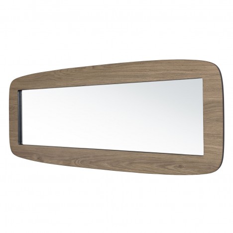 Miroir rectangulaire arrondi 120x40 cm effet bois texturé chêne vieilli - MANADO