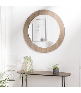 Miroir rond 80x80cm couleur chêne vieilli MANADO