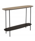 Console 2 plateaux 100x30cm bois chêne vielli et noir MANADO