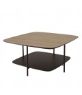 Table basse carrée 2 plateaux chêne vieilli angles arrondis 75cm MANADO