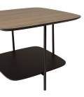 Table basse 2 plateaux carrée chêne vieilli et noir pieds métal 60cm MANADO