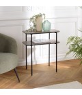 Table d'appoint console double plateau chêne vieilli et noir MANADO