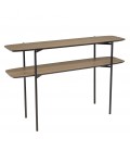 Console double plateau angles arrondis 120x33cm chêne vieilli et métal noir MANADO