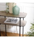 Table d'appoint console double plateau chêne vieilli et noir MANADO