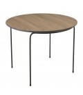 Table basse ronde 60x60cm couleur chêne vieilli pieds métal noir MANADO