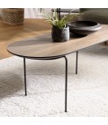 Table basse angles arrondis 100x40cm chêne vieilli pieds métal MANADO