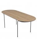 Table basse angles arrondis 100x40cm chêne vieilli pieds métal MANADO