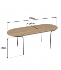 Table basse angles arrondis 100x40cm chêne vieilli pieds métal MANADO