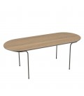 Table basse angles arrondis 100x40cm chêne vieilli pieds métal MANADO