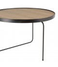 Table basse ronde 60x60cm chêne vieilli pieds métal noir MANADO