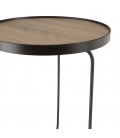 Table d'appoint ronde 40x40cm chêne vieilli pieds métal MANADO