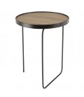 Table d'appoint ronde 40x40cm chêne vieilli pieds métal MANADO