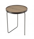 Table d'appoint ronde 40x40cm chêne vieilli pieds métal MANADO