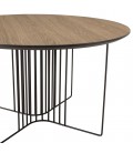 Table basse ronde 70x70cm chêne vieilli pieds graphiques métal noir MANADO