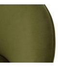 Fauteuil tissu velours vert olive pieds croisés métal noir BOGOTA