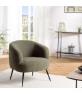 Fauteuil cosy enveloppant tissu bouclette vert kaki BOGOTA