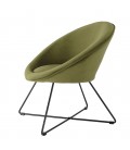 Fauteuil tissu velours vert olive pieds croisés métal noir BOGOTA