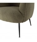 Fauteuil cosy enveloppant tissu bouclette vert kaki BOGOTA