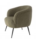 Fauteuil cosy enveloppant tissu bouclette vert kaki BOGOTA