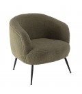 Fauteuil cosy enveloppant tissu bouclette vert kaki BOGOTA