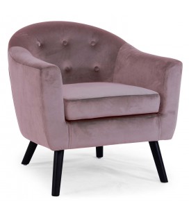 Fauteuil scandinave velours rose Fidely