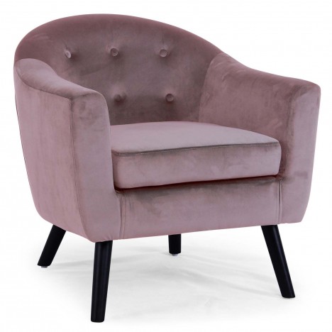 Fauteuil scandinave velours rose Fidely - 