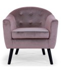 Fauteuil scandinave velours rose Fidely - 