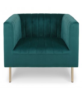 Fauteuil moderne coutures verticales velours vert Leif