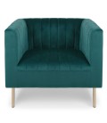 Fauteuil moderne coutures verticales velours vert Leif - 