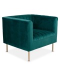 Fauteuil moderne coutures verticales velours vert Leif - 