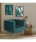 Fauteuil moderne coutures verticales velours vert Leif - 