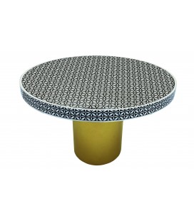 Table ronde style arty 100cm motifs noir et blanc Alejandro