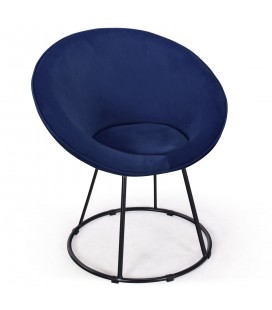 Fauteuil velours bleu pied noir circulaire Circla