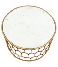 Table basse dorée et plateau marbre blanc Iglad - 