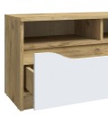 Meuble TV 130cm bois clair et blanc 3 tiroirs et 3 niches Glorio - 